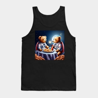 Two Teddy's in space suits having a romantic dinner on the Moon Tank Top